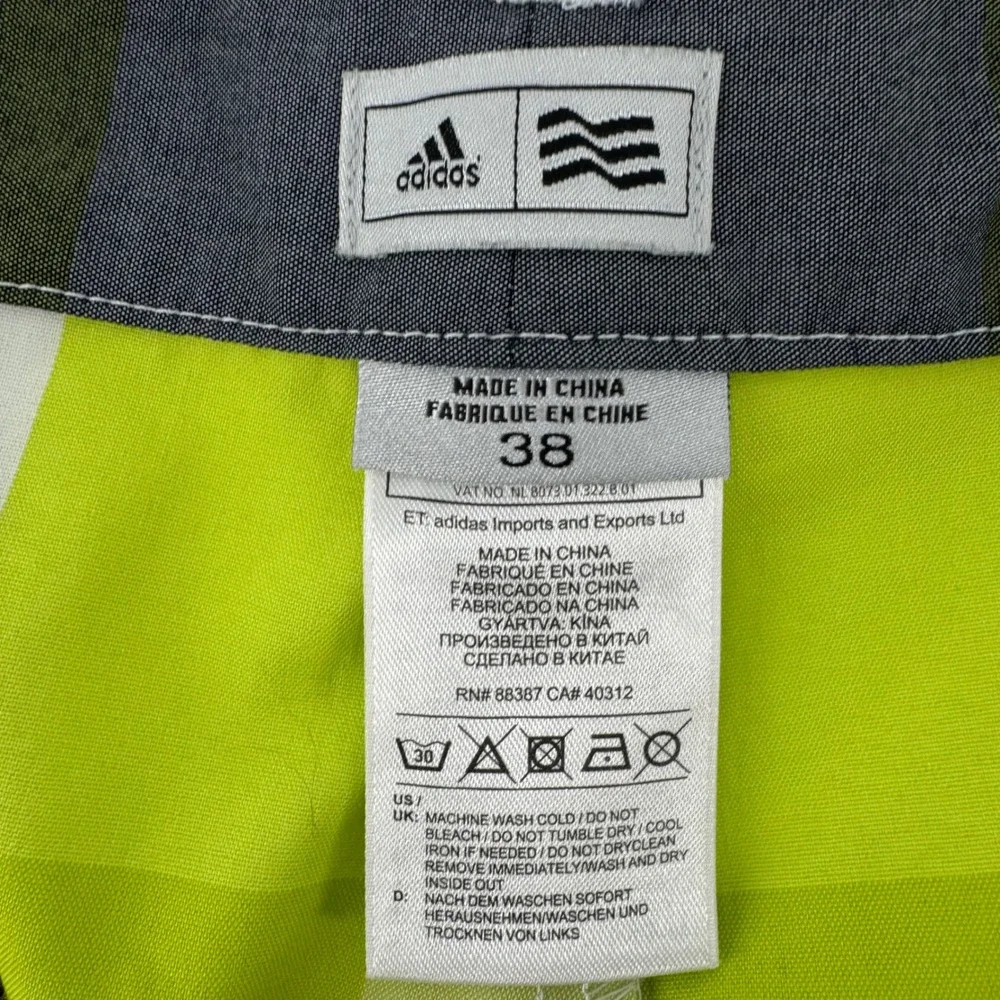 Adidas Golf Mens Plaid Shorts‎ Lime Green Grey White Size 38 RN 88387 CA 40312